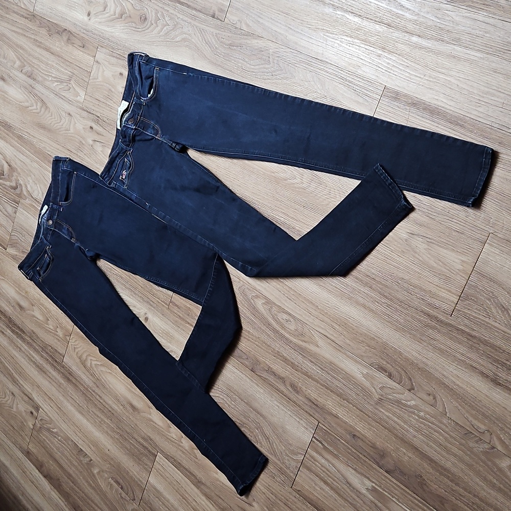 Hollister Denim Low Waist Super Skinny Straight Leg Blue Jeans Juniors 7L